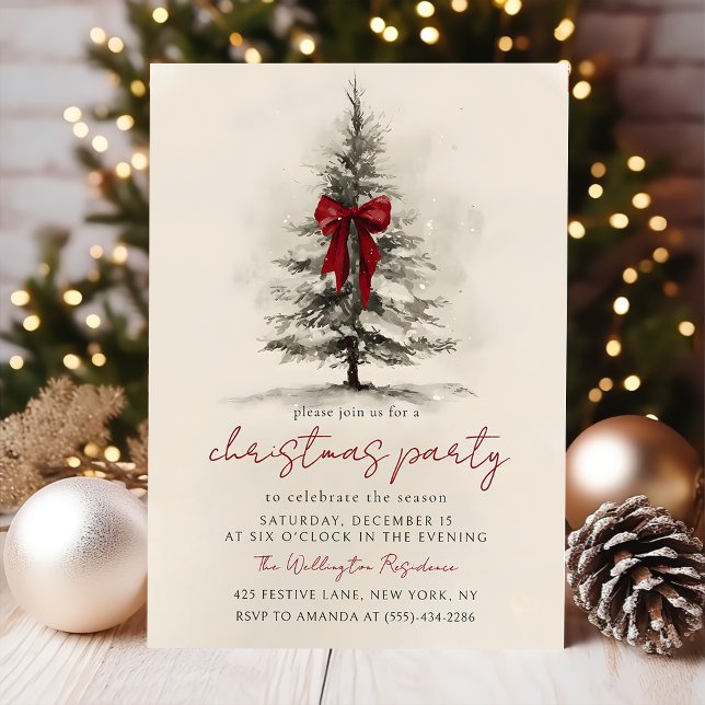 Convites Holiday Party Festive Christmas Wreath Invitation (Criador carregado)