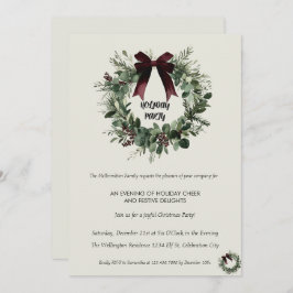 Convites Holiday Party Invitation Elegant Christmas Wreath