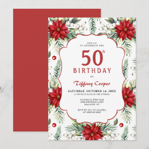Convites Holiday Poinsettia 50º Aniversário