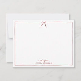 Convites Holiday Red Stripes Bow Note Card