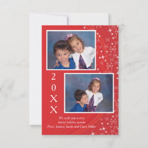 Convites Holiday Season Red & White Stars - 3x5Cartão de Na