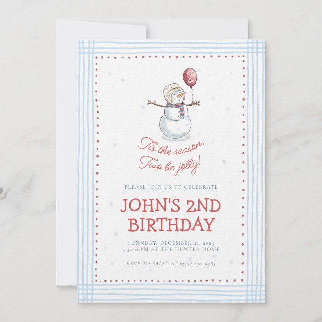 Convites Holiday Snowman 2nd Birthday Invitation  (Frente)