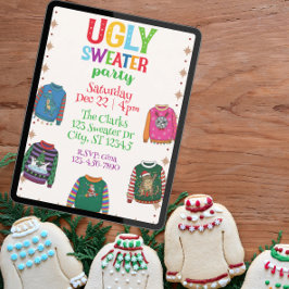 Convites Holiday Ugly Sweater Party, colorful
