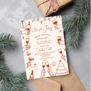 Convites HolidayHand do Partido Xmas Desenhou Manuscrito Fu