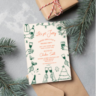 Convites HolidayHand do Partido Xmas Desenhou Manuscrito Fu