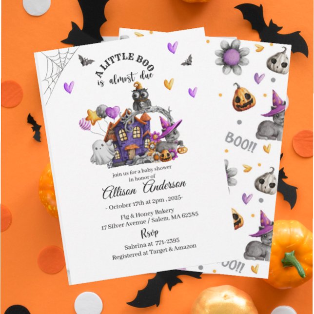 Convites Holloween Pumpkin Little Boo Chá de fraldas (Criador carregado)