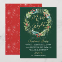Holly Berries Wreath Green Festa de Natal Vermelho