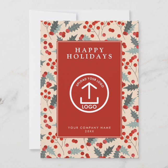 Convites Holly Berry Corporate Business Logo Natal (Frente)