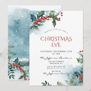 Convites Holly Berry Natal Mistletoe Holiday EVE