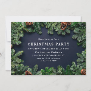 Convites Holly Berry Pine Cones Festa de Natal do Branch