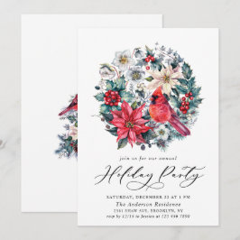 Convites Holly Berry Red Cardinal Vintage Party