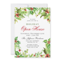 Holly Berry Wreath Christmas Holiday OPEN HOUSE