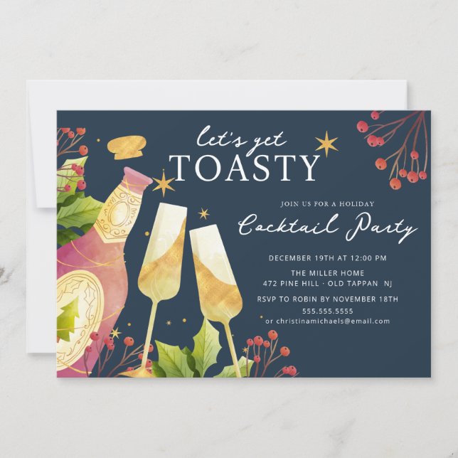 Convites Holly & Bubbles Cocktail Party (Frente)