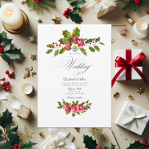 Holly de Natal e Ivy com Casamento Rosa vermelha