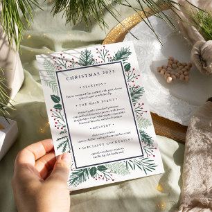 Convites Holly e Pine   Menu Janto de Natal Personalizado