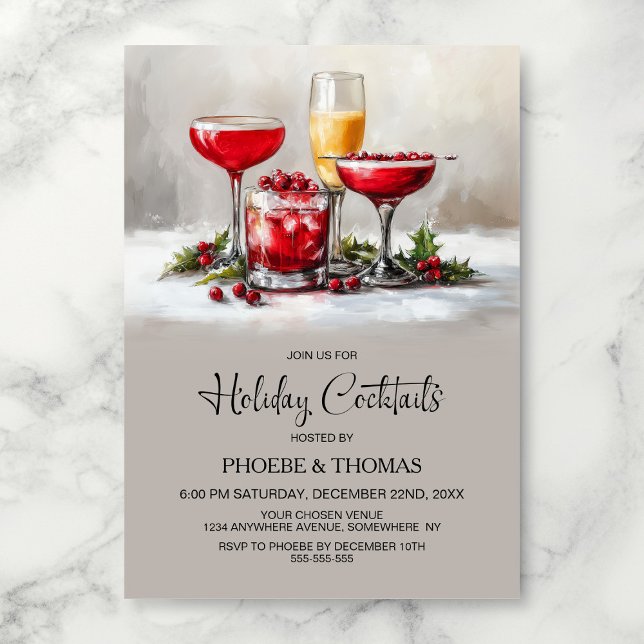 Convites Holly Holiday Cocktail Party (Criador carregado)