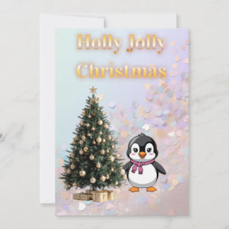Convites Holly Jolly Christmas Cute Penguin Paste