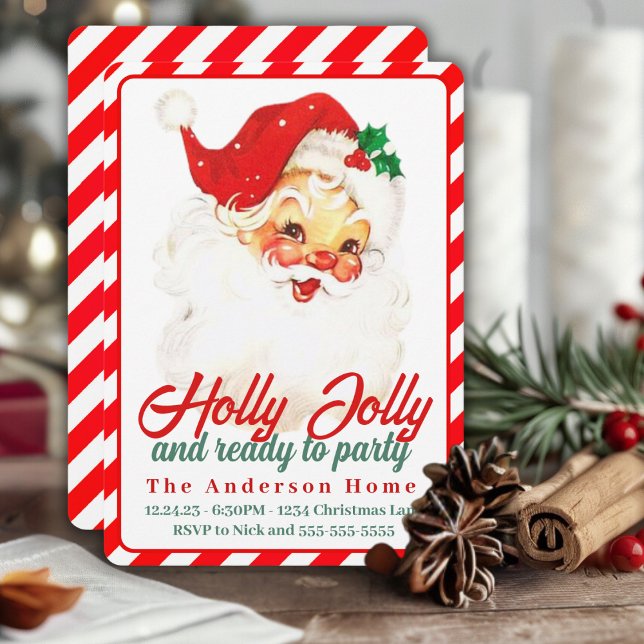 Convites Holly Jolly E Pronto Para Festejar O Natal Persona (Holly Jolly And Ready To Party Custom Christmas Invitation)