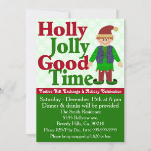 Convites Holly Jolly Elf Gift Exchange