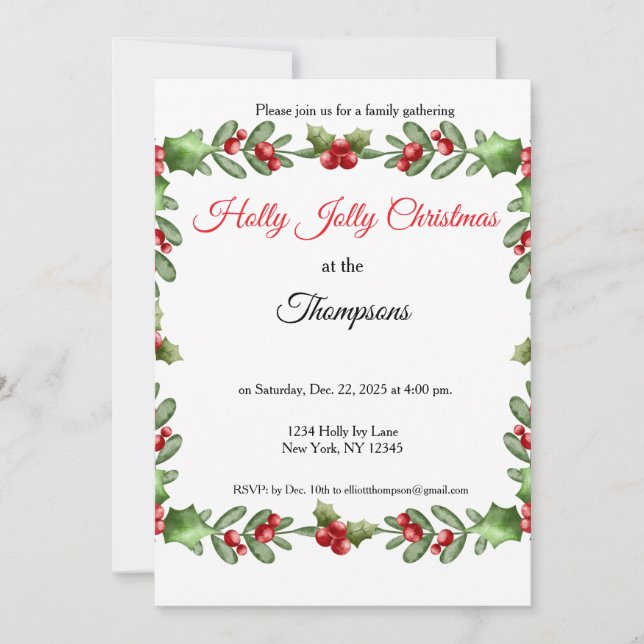 Convites Holly Jolly Family Christmas Party  (Frente)