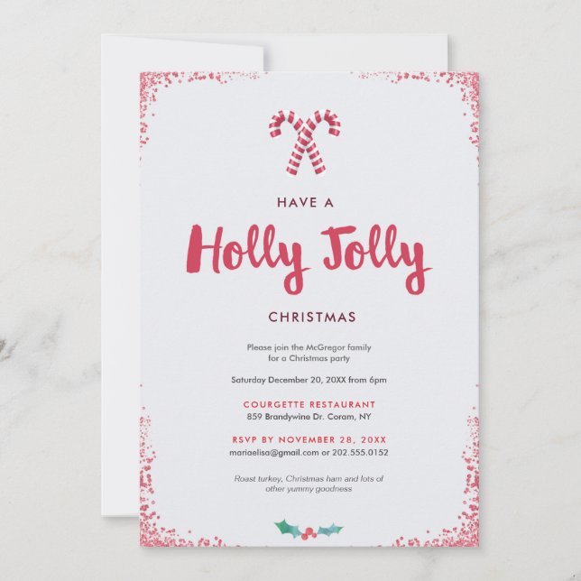 Convites Holly Jolly Holiday Party (Frente)