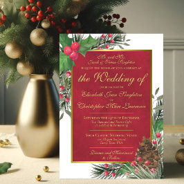 Convites Holly & Pine Casamento no inverno de Natal Formal