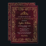 Convites Holly Red Dourada Princesa Tiara Sweet 16 Aniversá<br><div class="desc">Natais vintages Elegantes Holly Mistletoe Red Dourada Princesa Tiara Sweet 16 Convite de Aniversário</div>