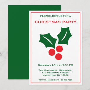 Convites Holly Red White E Green Name Festa De Natal Divert