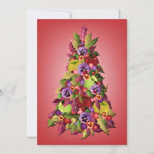 Convites Holly Tree com Maçãs e Panteras Rosa Natal (Frente)