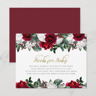 Convites HOLLY Winter Christmas Burgundy Books para Bebê