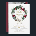 Convites HOLLY Winter Christmas Burgundy Chá de panela<br><div class="desc">Este chá de panela apresenta uma camada floral e pinheira de cor-d-água, empolgada, emparelhada com uma fonte de ouro divertida. Edite com facilidade o texto *maioria* para atender às suas necessidades de eventos. Altere a cor de fundo e adicione a sua própria fotografia ao fundo com uma fotografia para um...</div>