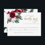 Convites HOLLY Winter Christmas Burgundy Floral RSVP Card<br><div class="desc">Este cartão RSVP de casamento apresenta florais brancos e arrojados com uma fonte elegante de caligrafia. Edite facilmente o texto do seu evento. Este RSVP é perfeito para seu evento boêmico ou rústico no deserto. Altere facilmente a cor no verso para corresponder a qualquer esquema de cor.</div>