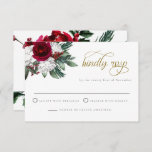 Convites HOLLY Winter Christmas Burgundy Floral RSVP Card<br><div class="desc">Este cartão RSVP de casamento apresenta florais brancos e arrojados com uma fonte elegante de caligrafia. Edite facilmente o texto do seu evento. Este RSVP é perfeito para seu evento boêmico ou rústico no deserto. Altere facilmente a cor no verso para corresponder a qualquer esquema de cor.</div>