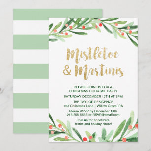 Convites Holly Wreath Mistletoe & Martinis