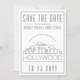 Convites Hollywood Wedding Stylized Skyline Salvar a Data