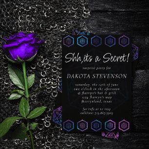 Convites Hologram D20   PnP Tabletop Dice Surprise Party