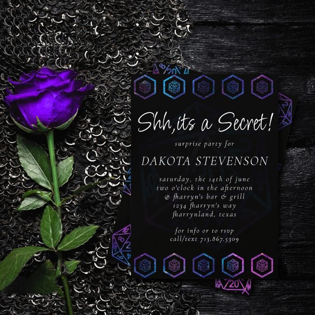 Convites Holograma D20 | PnP Tabletop Dice Surprise Party (Criador carregado)