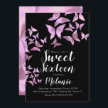 Convites Holographic Butterflies Rosa Doce Dezesseis Festa<br><div class="desc">Doce Dezesseis Convites com Borboletas Holográficas Faux</div>