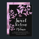 Convites Holographic Butterflies Rosa Doce Dezesseis Festa<br><div class="desc">Doce Dezesseis Convites com Borboletas Holográficas Faux</div>