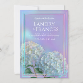 Convites Holographic Linear Lavender Hydrangea Wedding