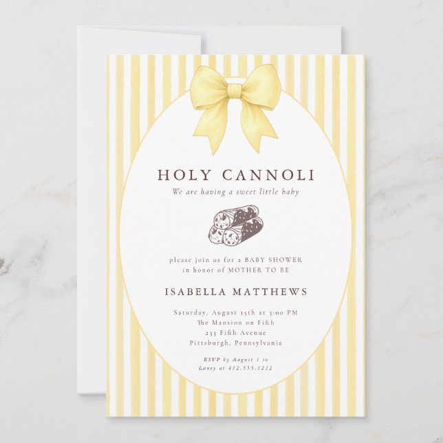 Convites Holy Cannoli Bow Baby Shower  (Frente)