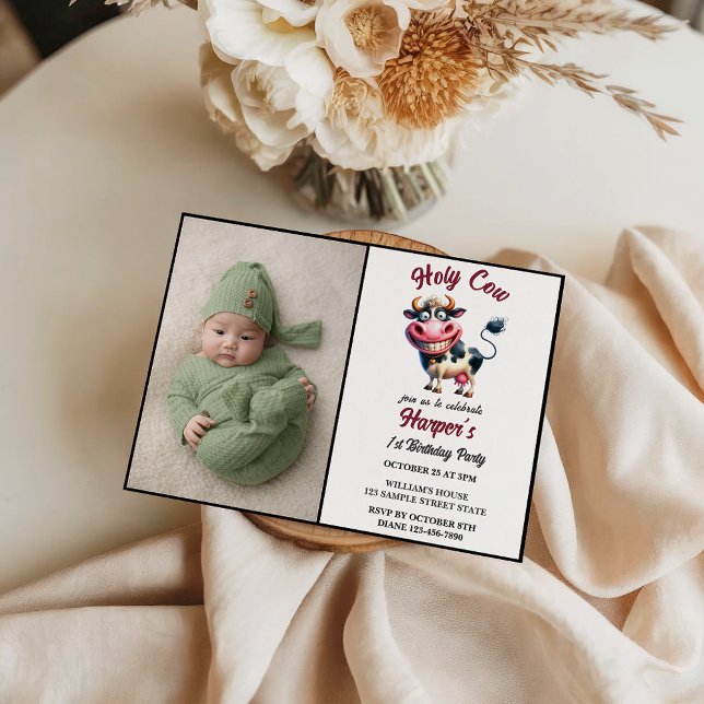 Convites Holy Cow! 1st Birthday | Animal First Birthday  (Holy Cow! 1st Birthday | Animal First Birthday Invitation
)