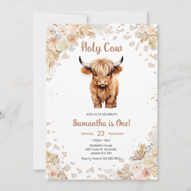 Convites Holy Cow Birthday Invitation (Frente)