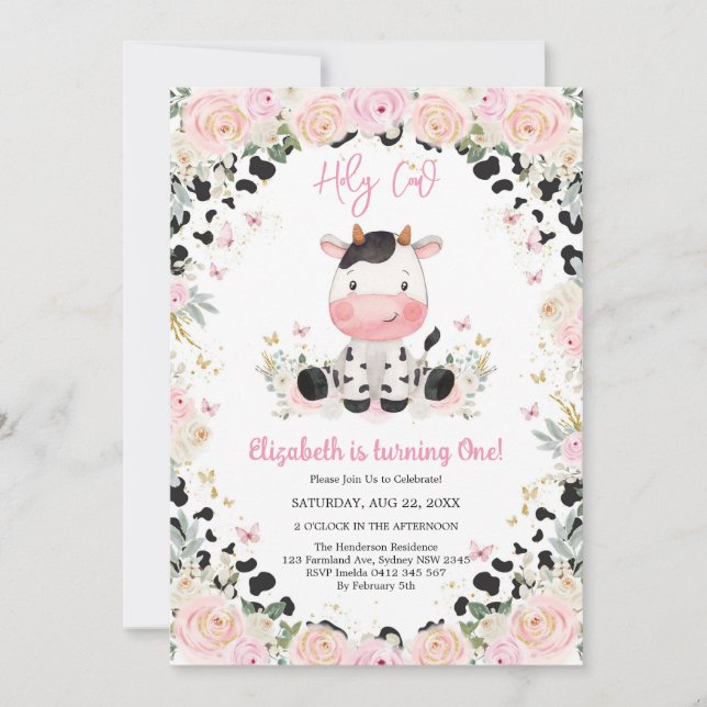 Convites Holy Cow Birthday Invitation (Frente)