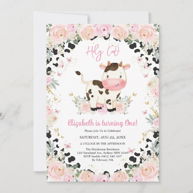 Convites Holy Cow Birthday Invitation (Frente)