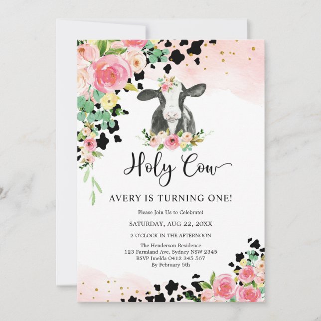Convites Holy Cow Birthday Invitation (Frente)