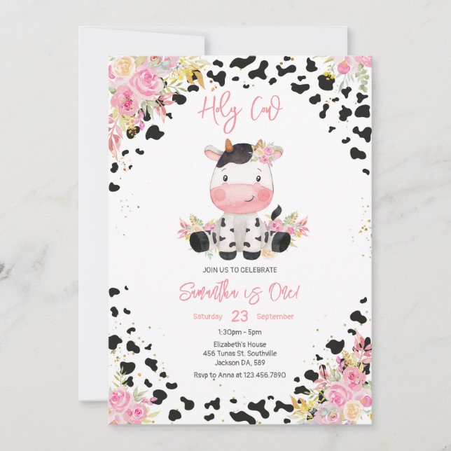 Convites Holy Cow Birthday Invitation (Frente)