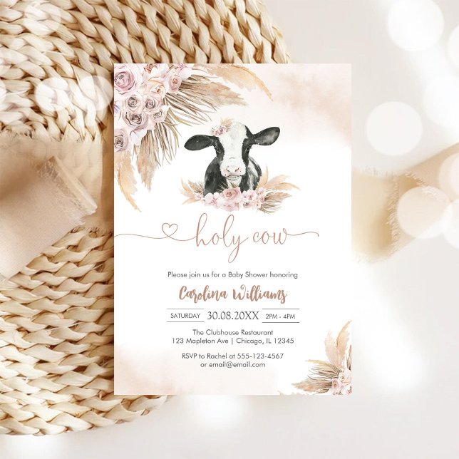 Convites Holy Cow Floral Baby Shower Invitation (Criador carregado)