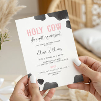 Convites Holy Cow She's Getting Married Bridal Shower