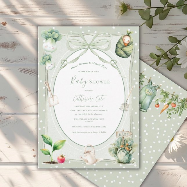 Convites Home Grown & Almost Here Vegetable Baby  (Criador carregado)